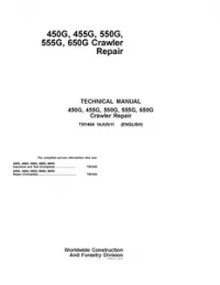John Deere 450G  550G  650G Crawler Dozer; 455G  555G Loader Service Repair Technical Manual - tm1404 preview