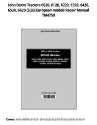 John Deere Tractors 6020  6120  6220  6320  6420  6520  6620 (S SE) European models Repair Manual TM4750 preview