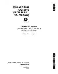 John Deere 2355  2555 Tractors (SN. from 730 000 L) Operators Manual - oml64483 preview