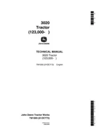 John Deere 3020 Tractor Technical Service Manual - TM1005 preview