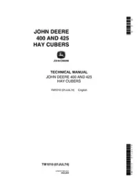 John Deere 400 and 425 HAY CUBERS Technical Service Manual - TM1010 preview