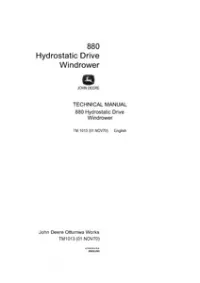 John Deere 880 Hydrostatic Drive Windrower Technical Service Manual - TM1013 preview