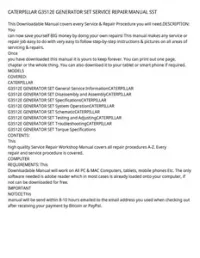 CATERPILLAR G3512E GENERATOR SET SERVICE REPAIR MANUAL SST preview