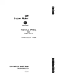John Deere 699 Cotton Picker Technical Service Manual - TM1054 preview