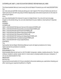 CATERPILLAR 340F L UHD EXCAVATOR SERVICE REPAIR MANUAL WBX preview