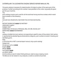 CATERPILLAR C18 LOCOMOTIVE ENGINE SERVICE REPAIR MANUAL PRL preview