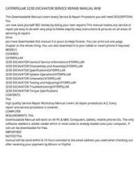 CATERPILLAR 323D EXCAVATOR SERVICE REPAIR MANUAL WNE preview