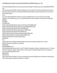 CATERPILLAR 322B LN EXCAVATOR SERVICE REPAIR MANUAL 1ZS preview