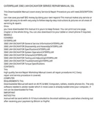 CATERPILLAR 336E LNH EXCAVATOR SERVICE REPAIR MANUAL SSL preview