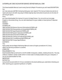 CATERPILLAR 336E EXCAVATOR SERVICE REPAIR MANUAL CMR preview