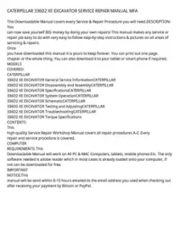 CATERPILLAR 336D2 XE EXCAVATOR SERVICE REPAIR MANUAL MFA preview