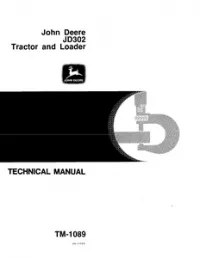 John Deere JD302 Tractor and Loader Technical Service Manual - TM1089 preview