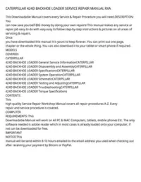 CATERPILLAR 424D BACKHOE LOADER SERVICE REPAIR MANUAL RXA preview