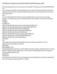CATERPILLAR 336D2 GC EXCAVATOR SERVICE REPAIR MANUAL NBN preview