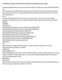 CATERPILLAR 320D FM EXCAVATOR SERVICE REPAIR MANUAL BWW preview