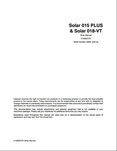 Doosan 015 Solar PLUS/Solar Crawled Excavator manual