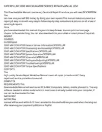 CATERPILLAR 330D MH EXCAVATOR SERVICE REPAIR MANUAL LEM preview