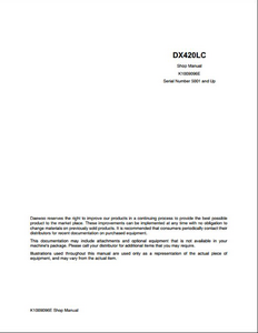 Doosan DX35Z Crawled Excavator manual pdf