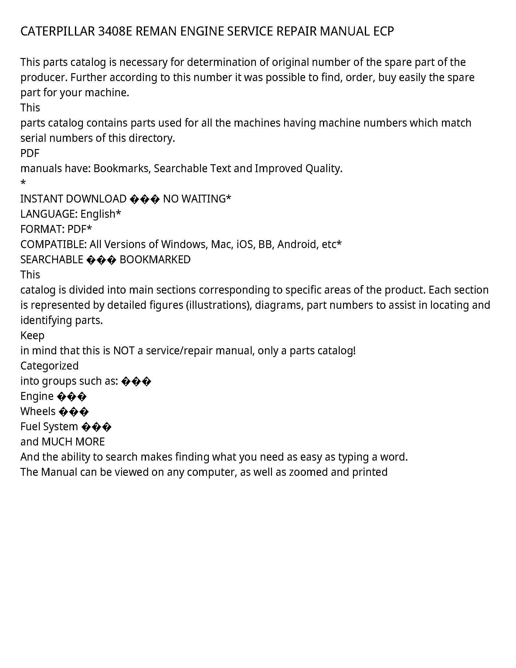 Caterpillar 3408E service manual