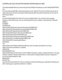 CATERPILLAR 320C EXCAVATOR SERVICE REPAIR MANUAL BMZ preview