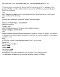CATERPILLAR 3176C INDUSTRIAL ENGINE SERVICE REPAIR MANUAL 5DZ preview