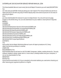 CATERPILLAR 330 EXCAVATOR SERVICE REPAIR MANUAL 2ZM preview