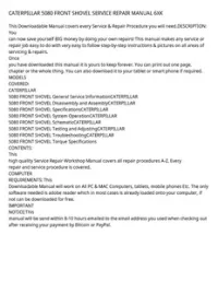 CATERPILLAR 5080 FRONT SHOVEL SERVICE REPAIR MANUAL 6XK preview