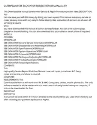 CATERPILLAR 538 EXCAVATOR SERVICE REPAIR MANUAL JEY preview