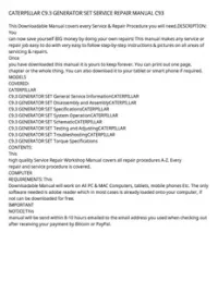 CATERPILLAR C9.3 GENERATOR SET SERVICE REPAIR MANUAL C93 preview