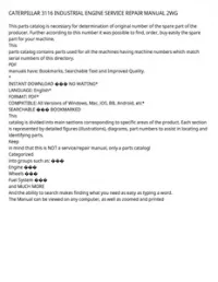 CATERPILLAR 3116 INDUSTRIAL ENGINE SERVICE REPAIR MANUAL 2WG preview