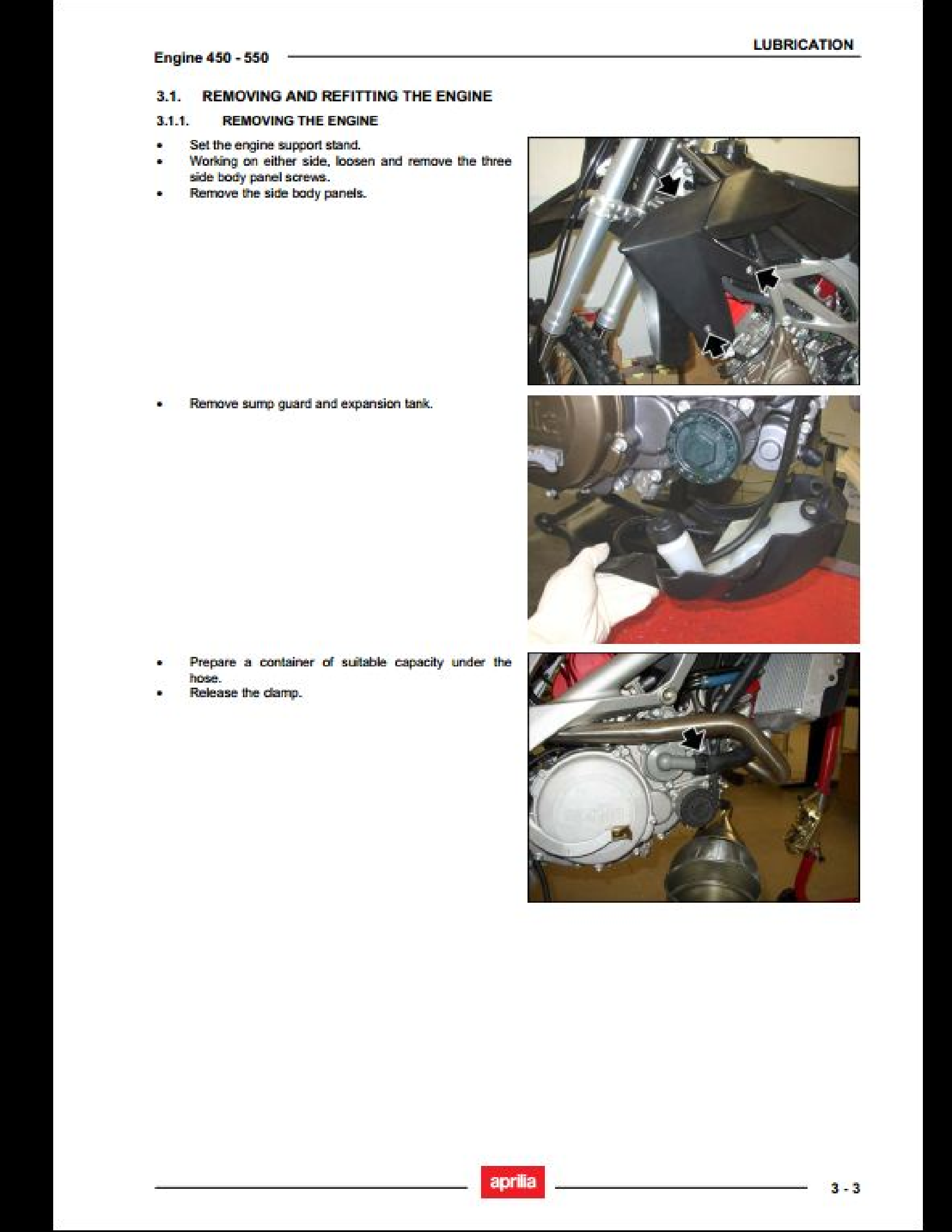 Aprilia 550 Motorcycle Engine manual