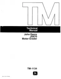 John Deere JD670 Motor Grader Technical Service Manual - TM1134 preview