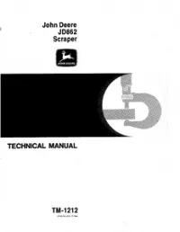 John Deere JD862 Scraper Technical Service Manual - TM1212 preview