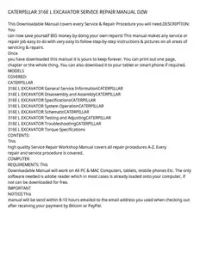 CATERPILLAR 316E L EXCAVATOR SERVICE REPAIR MANUAL DZW preview