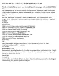CATERPILLAR 325B EXCAVATOR SERVICE REPAIR MANUAL 8PR preview