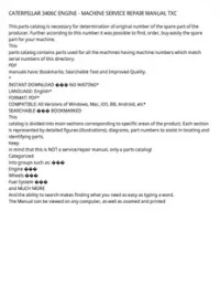 CATERPILLAR 3406C ENGINE - MACHINE SERVICE REPAIR MANUAL TXC preview