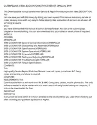 CATERPILLAR 315B L EXCAVATOR SERVICE REPAIR MANUAL 3AW preview