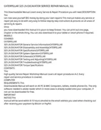 CATERPILLAR 325 LN EXCAVATOR SERVICE REPAIR MANUAL 3LL preview