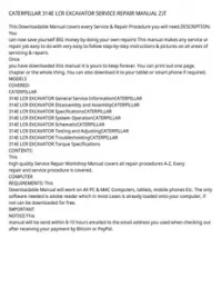 CATERPILLAR 314E LCR EXCAVATOR SERVICE REPAIR MANUAL ZJT preview
