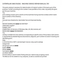 CATERPILLAR 3406 ENGINE - MACHINE SERVICE REPAIR MANUAL 70V preview