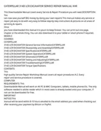CATERPILLAR 314D LCR EXCAVATOR SERVICE REPAIR MANUAL XHR preview