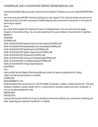 CATERPILLAR 324E LN EXCAVATOR SERVICE REPAIR MANUAL LDG preview