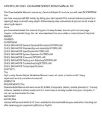 CATERPILLAR 324E L EXCAVATOR SERVICE REPAIR MANUAL TLF preview