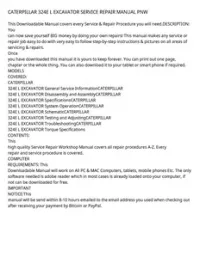 CATERPILLAR 324E L EXCAVATOR SERVICE REPAIR MANUAL PNW preview