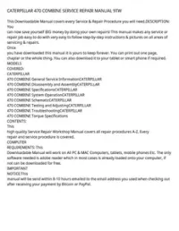 CATERPILLAR 470 COMBINE SERVICE REPAIR MANUAL 9TW preview