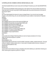CATERPILLAR 465 COMBINE SERVICE REPAIR MANUAL 3HZ preview