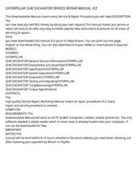CATERPILLAR 324E EXCAVATOR SERVICE REPAIR MANUAL JCZ preview