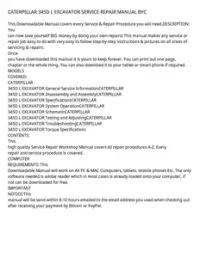 CATERPILLAR 345D L EXCAVATOR SERVICE REPAIR MANUAL BYC preview