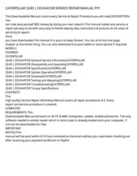 CATERPILLAR 324D L EXCAVATOR SERVICE REPAIR MANUAL PYT preview