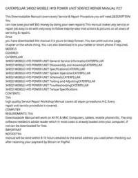 CATERPILLAR 349D2 MOBILE HYD POWER UNIT SERVICE REPAIR MANUAL P27 preview